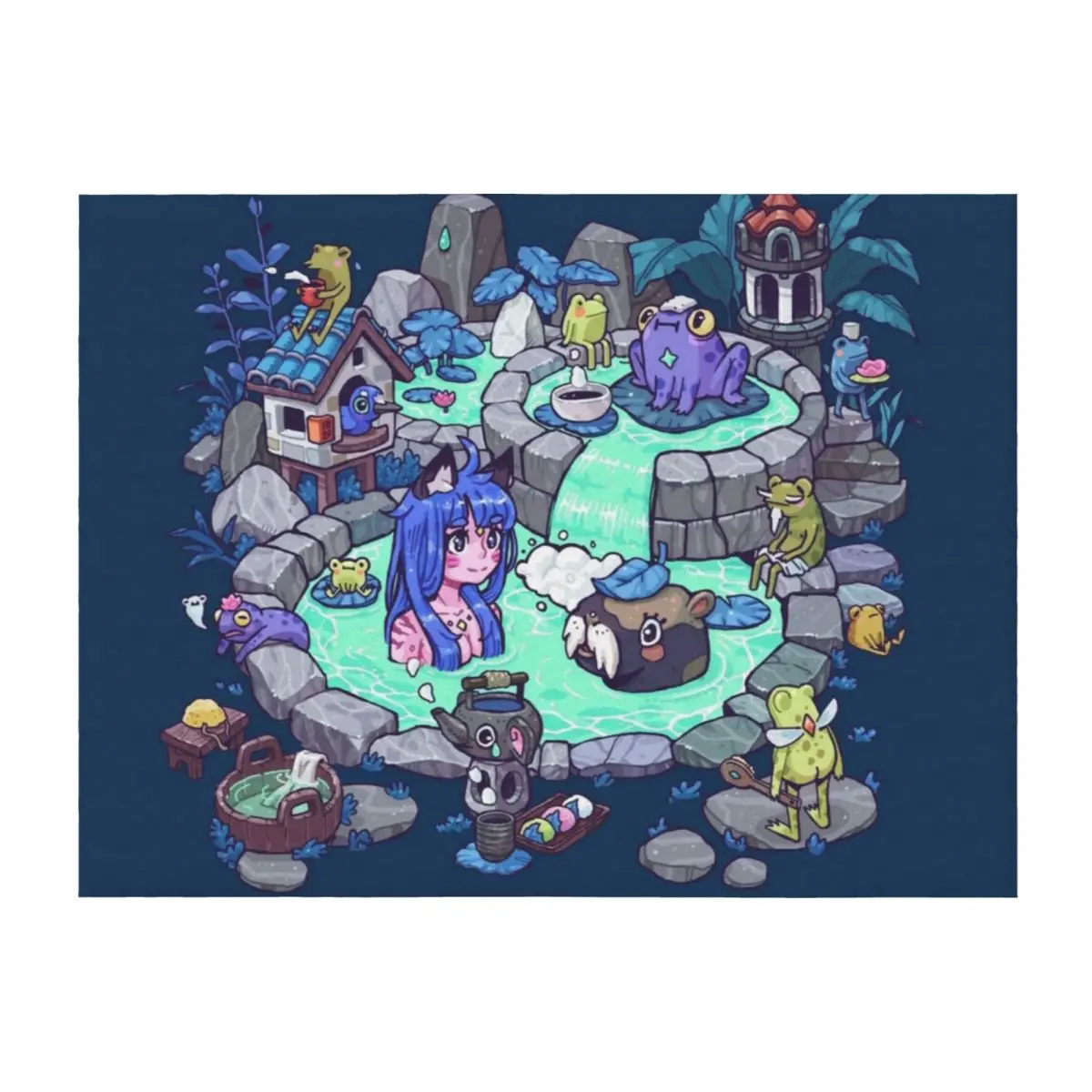 

Frog Onsen Throw Blanket for sofa Heavy Luxury Throw manga Blankets