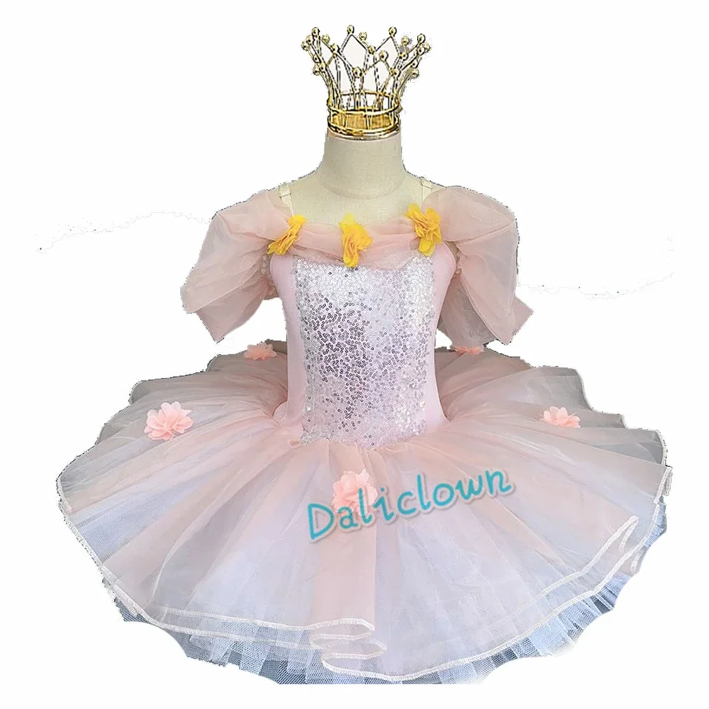 Tutú de plataforma profesional para niñas y niños, traje de baile de Ballet, con falda de baile de lentejuelas leotardo, disfraz de fiesta de princesa bailarina