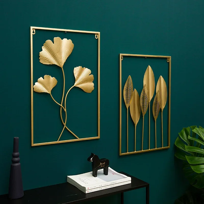 Wall Hanging Decoration Ornament Modern Light Luxury Wrought Iron Crafts Pendant Art Aesthetic Living