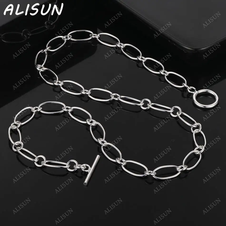 

ALISUN 925 Sterling Silver 45cm Chain Necklace For Women Men Anniversary Gift Popular Wild Fashion Romantic Jewelry