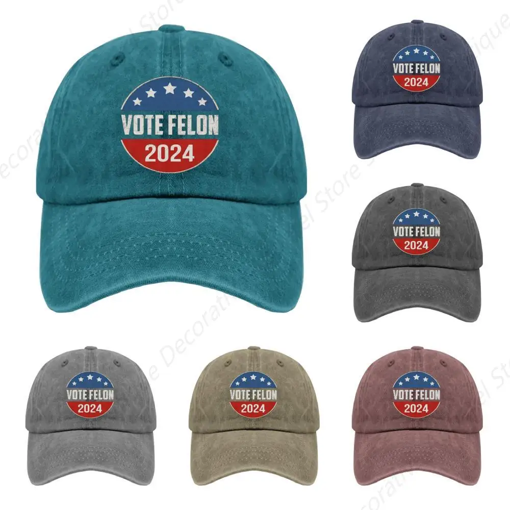 Vote Felons 2024 Hat Mens Fashionable Country Hats for Men Cyan Blue Ball Cap with Design for Lawyer