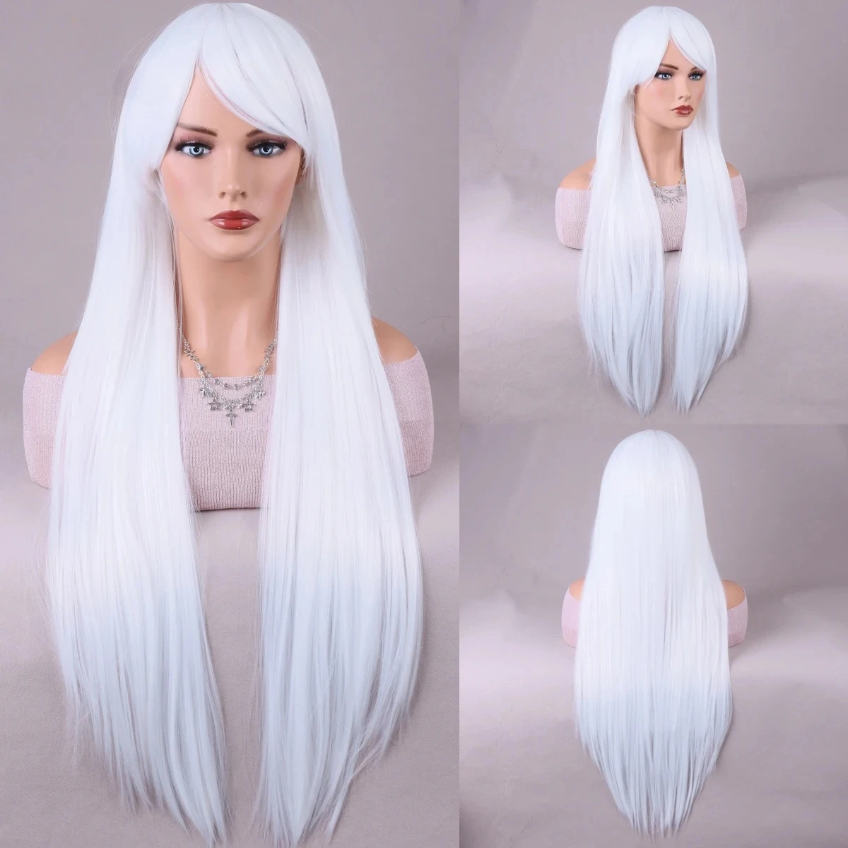 باروكة اصطناعية بنية داكنة للنساء ، باروكة طويلة مستقيمة ، مقاومة للحرارة