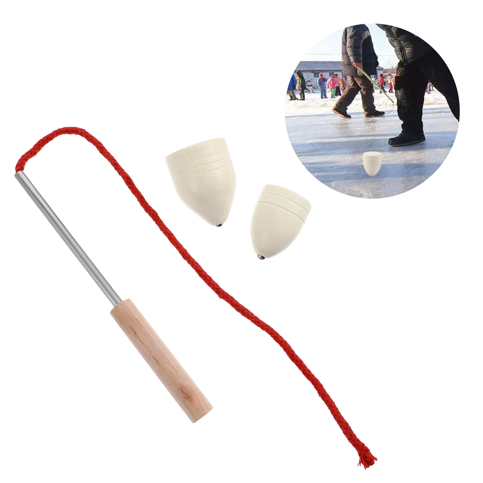 

5 Sets Wooden Whipping Tops For Kids Educational Playthings Vintage Tops With String Hand-Eye Coordination Training Fine