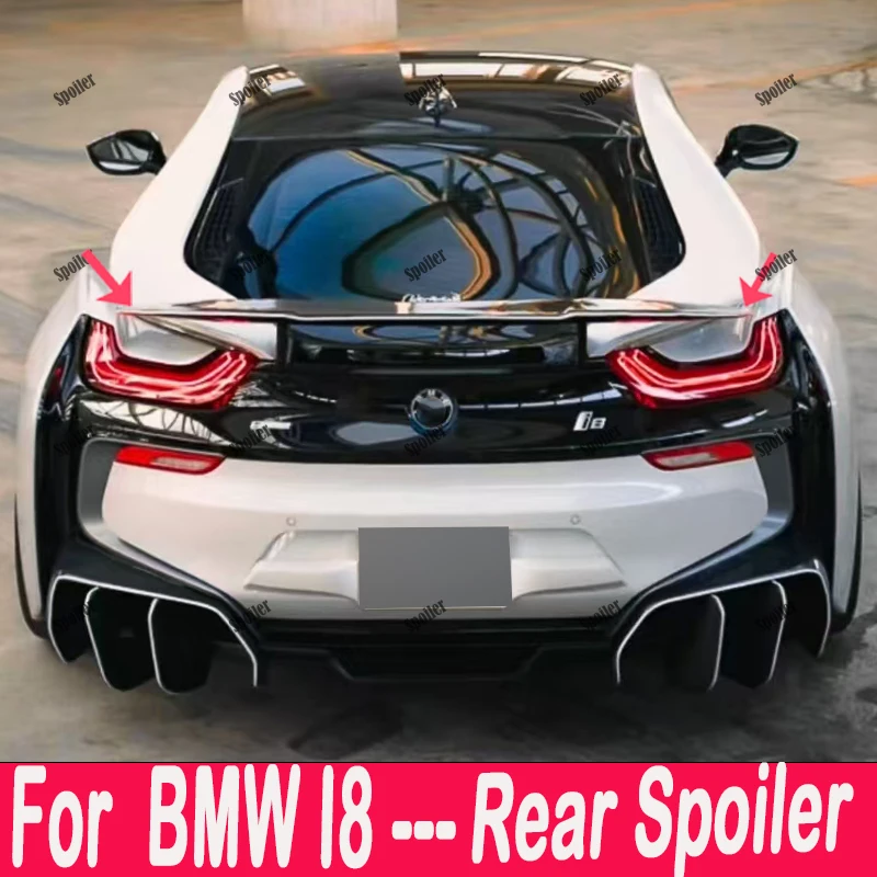 

FOR BMW I8 2014 2015 2016 2017 2018 2019 GT style genuine carbon fiber rear spoiler, handsome trunk with large tail wing