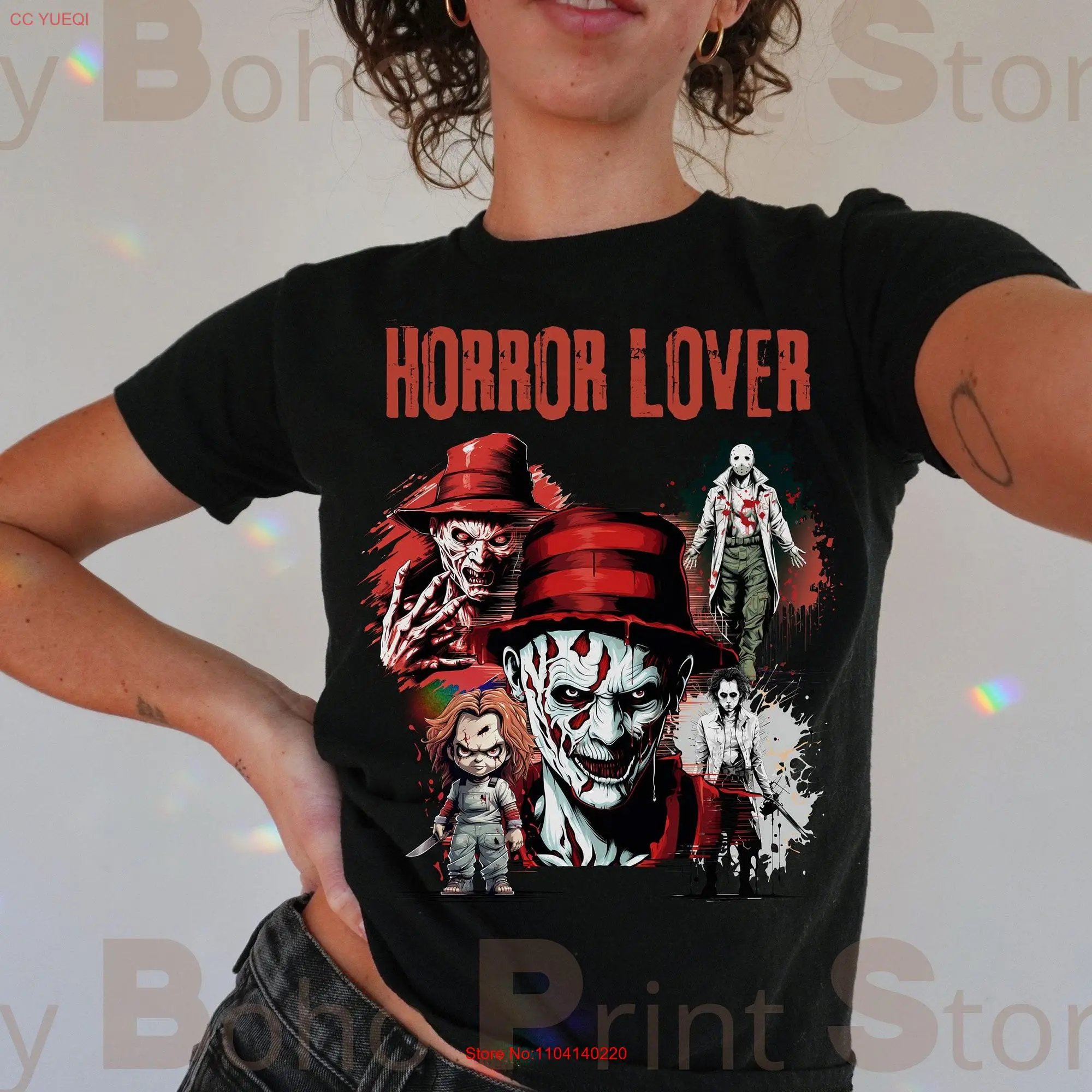 Horror Lover Bootleg Baby T Shirt Scrapbook Scary Movie Inspired Creepy Show Cropped 90s Villains Y2k Aesthetic