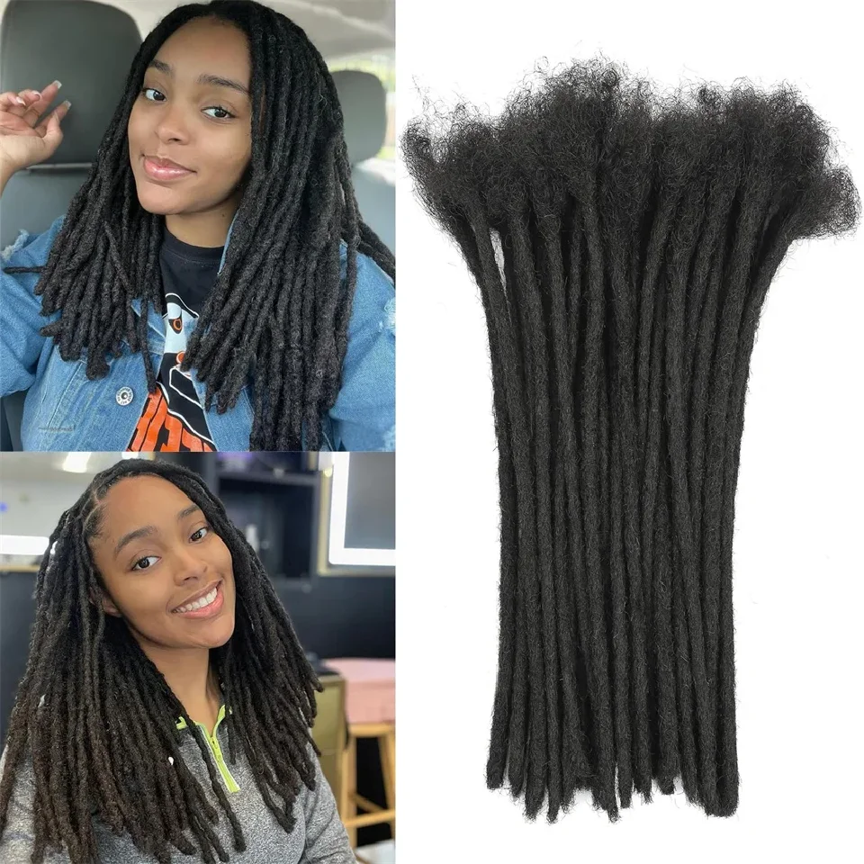 Extensiones de rastas de cabello humano 100% Real para hombre/mujer, extensión de cabello humano hecha a mano, 8-24 pulgadas, 0,8 cm de ancho, 10-40 Uds.