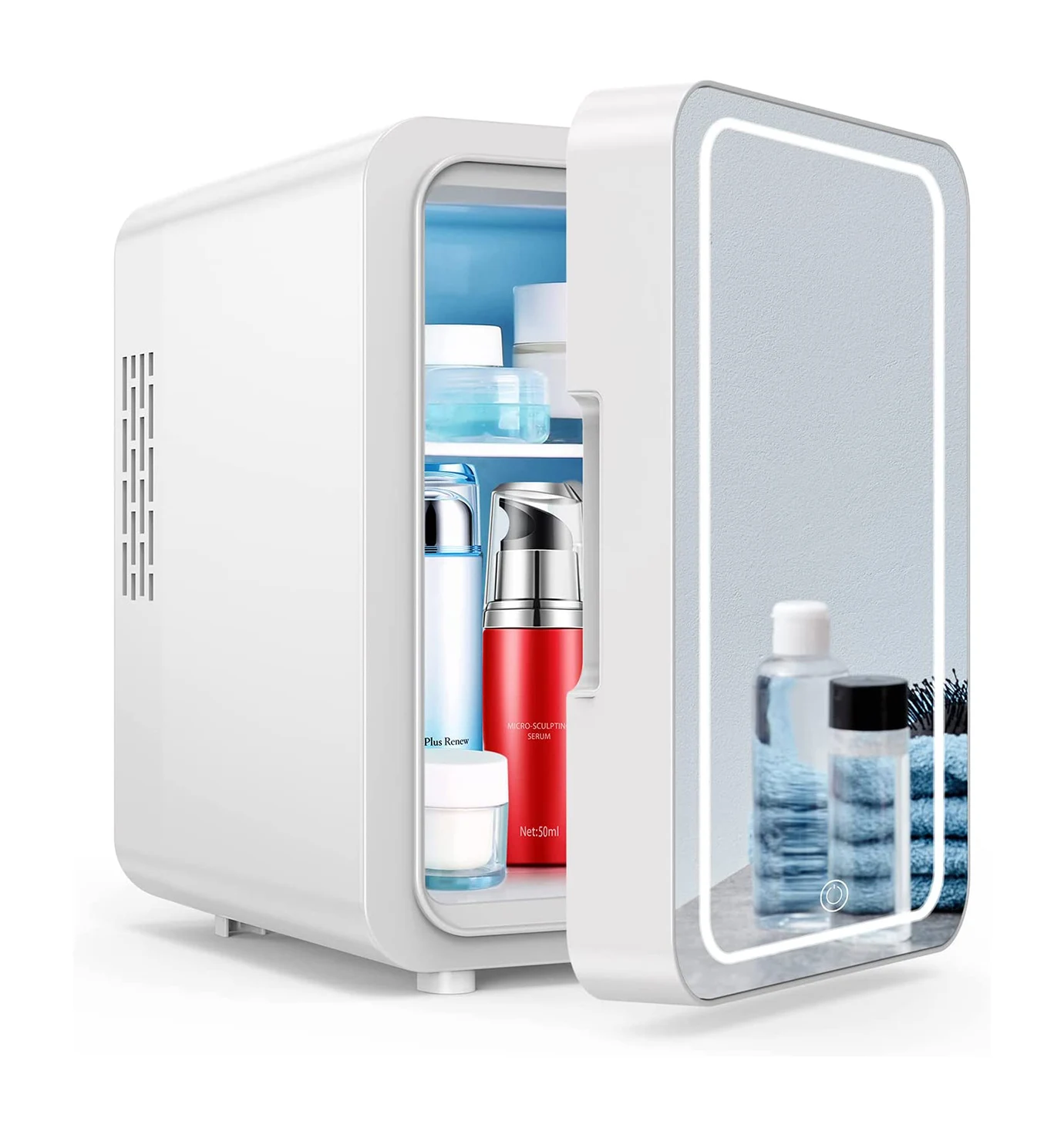 2025 Premium Frigo portatile per la cura della pelle da 4 litri - Mini frigorifero cosmetico AC/DC con specchio LED