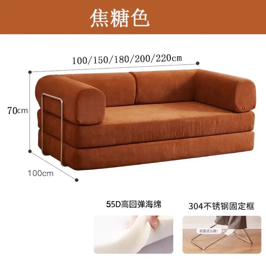 Fabric compression sofa bed foldable removable and washable double triple-purpose modular sofa view 6