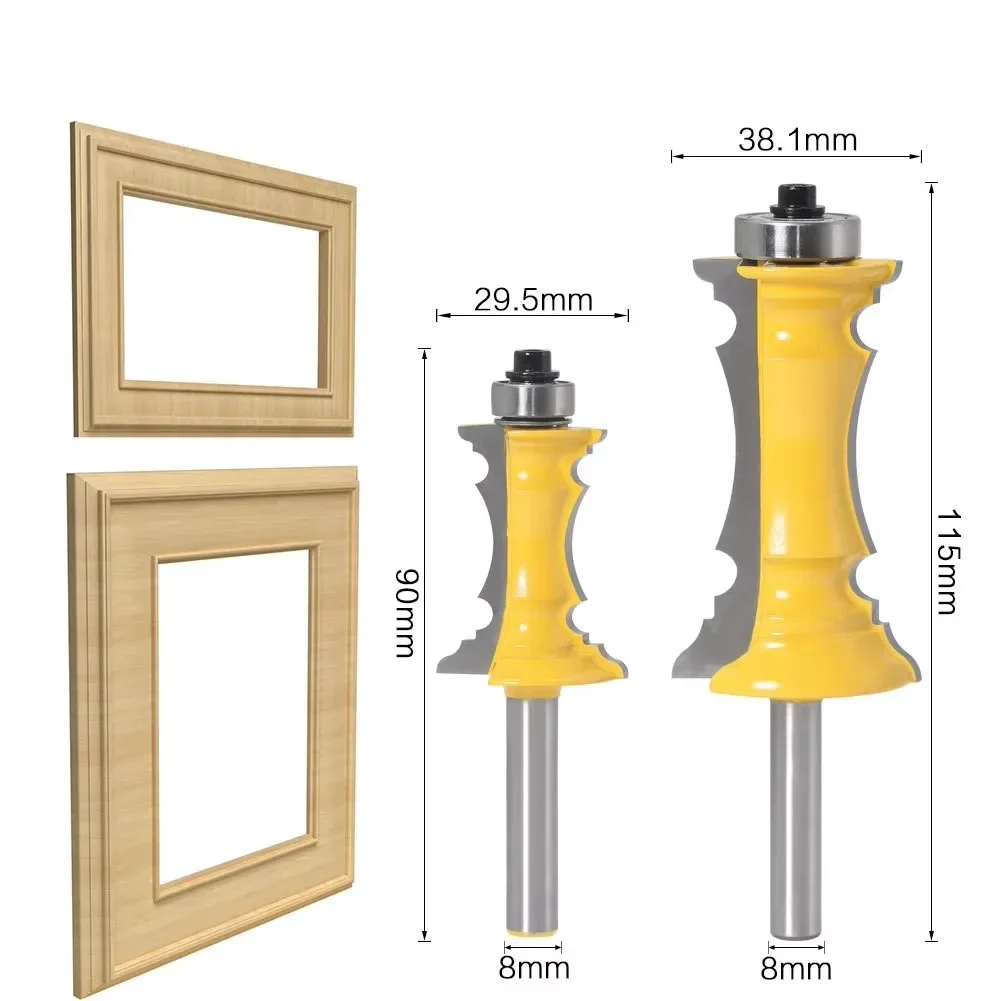 1PCS 8MM Shank Milling Cutter 64MM Miter Frame Molding Router Bit Wood Carving Bit Line Door Knife Tenon Cutter For Wood