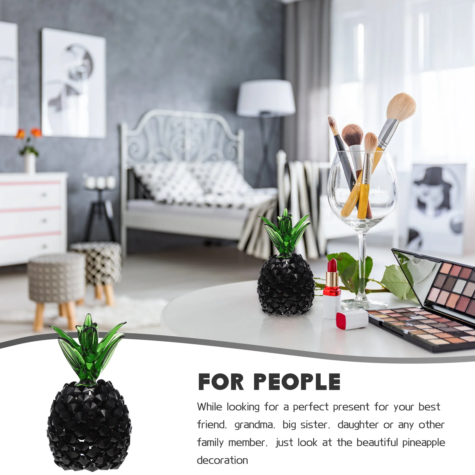 

Stylish Pineapple Sculpture for Home Office Desktop Tabletop Centerpiece Glass Fruit Adornment Housewarming Birthday Gift Decor