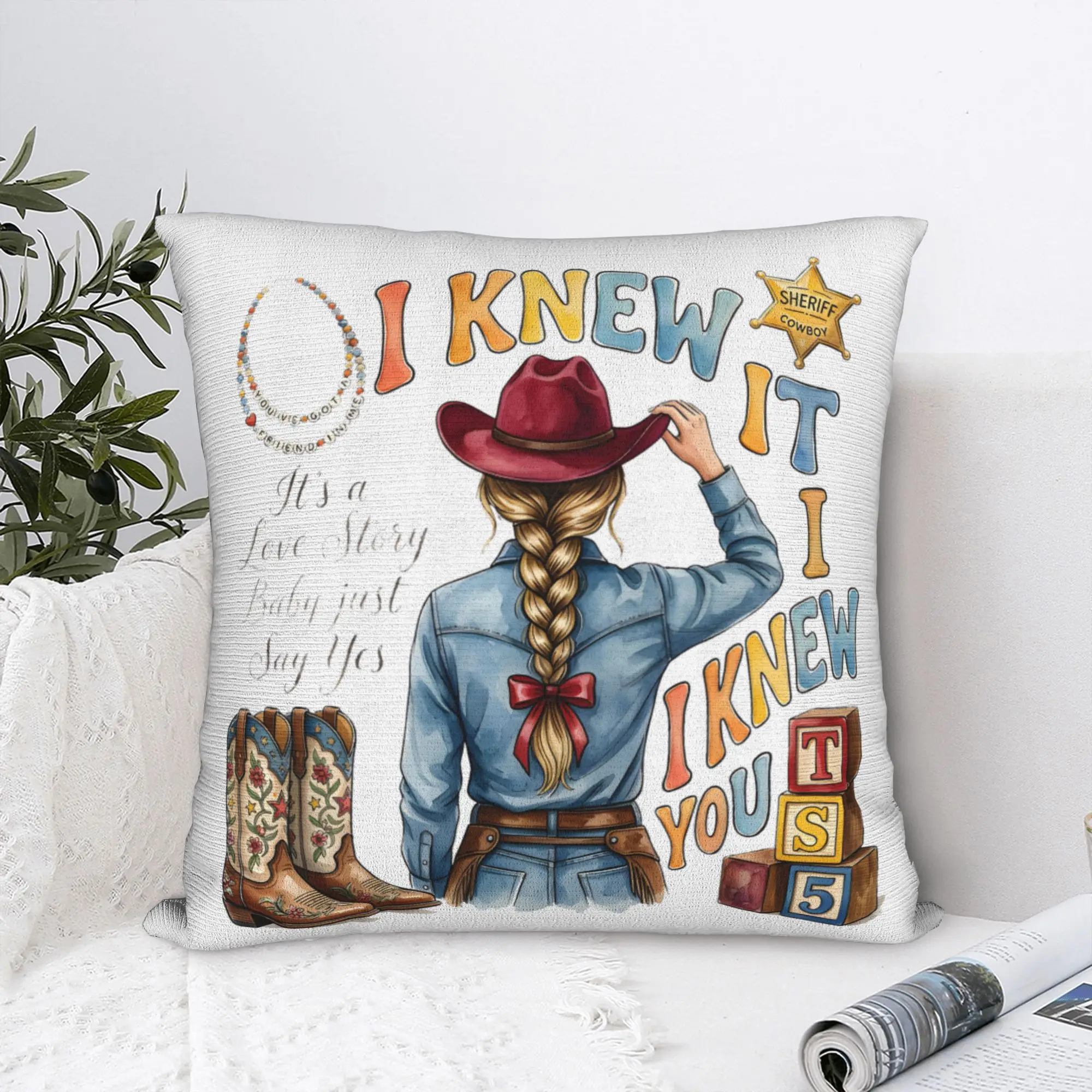 I Knew It I Knew You Country  Square Pillowcases Polyester Seat TS5 Cushion Case Cute Decor Pillow Cover 40*40