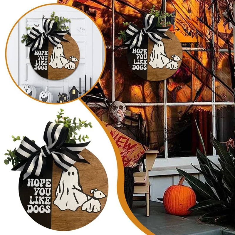 

Halloween Door Hanger Ghost Walking Dog Door Hanger Funny Dog Door Hanger Funny Halloween Door Hanger