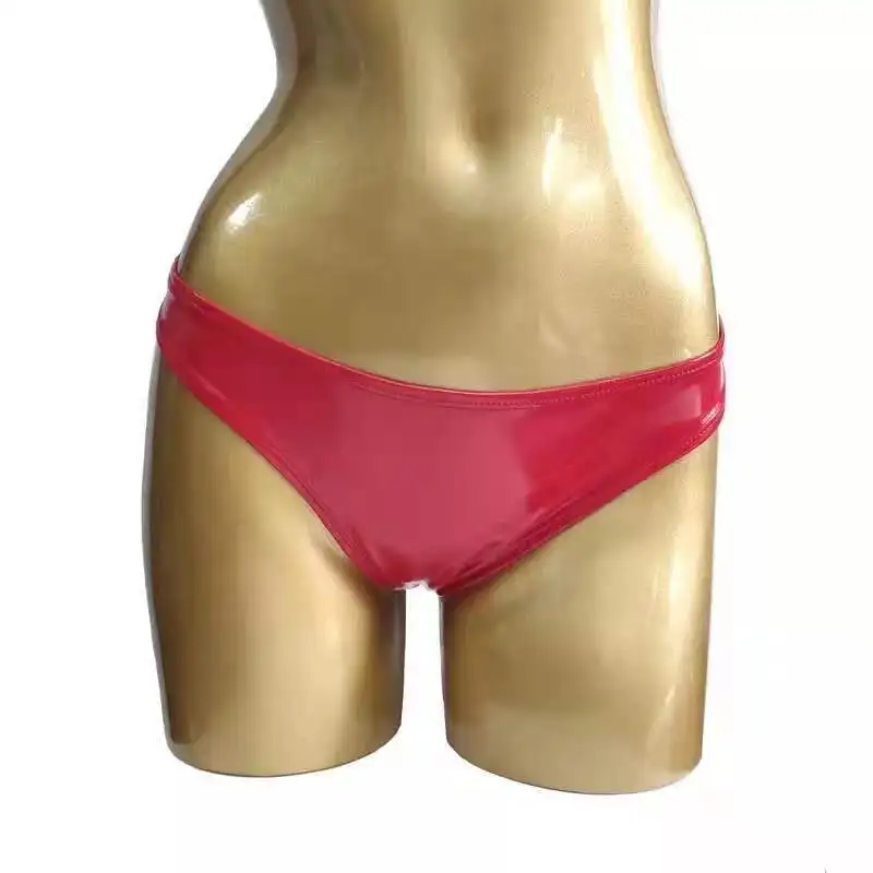بولي كلوريد الفينيل والجلود منخفضة الارتفاع بيكيني ملخصات ، نظرة الرطب لامعة السروال ، ملابس داخلية مثيرة للسيدات ، الملابس الداخلية الإناث ، الكلسون النادي الليلي #1