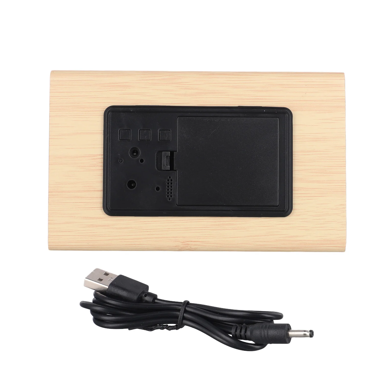 Digital Clock LED Temperature Display 12 24 Hour Format Beige Wooden Design Indoor Temperature Sensor Home Decor