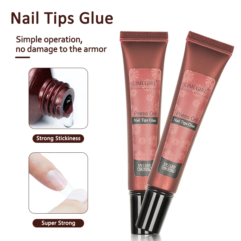 LIMEGIRL 20g Nagelspitzen Kleber UV Starker Gel Nagelkleber Nagel Strass Harz Edelstein Schmuck DIY Dekorativer klebriger Nagel Fake Kleber