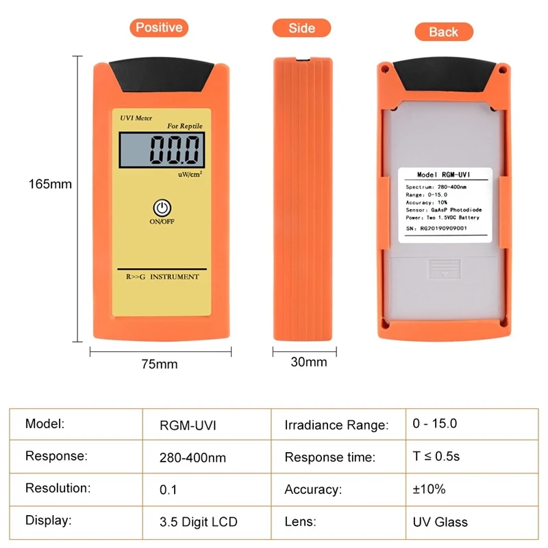 1Pcs UVI Meter ± 10% REF. NIST High Precision Sun Index Tester UVI Ultraviolet Intensity Photometric Measurement Tool