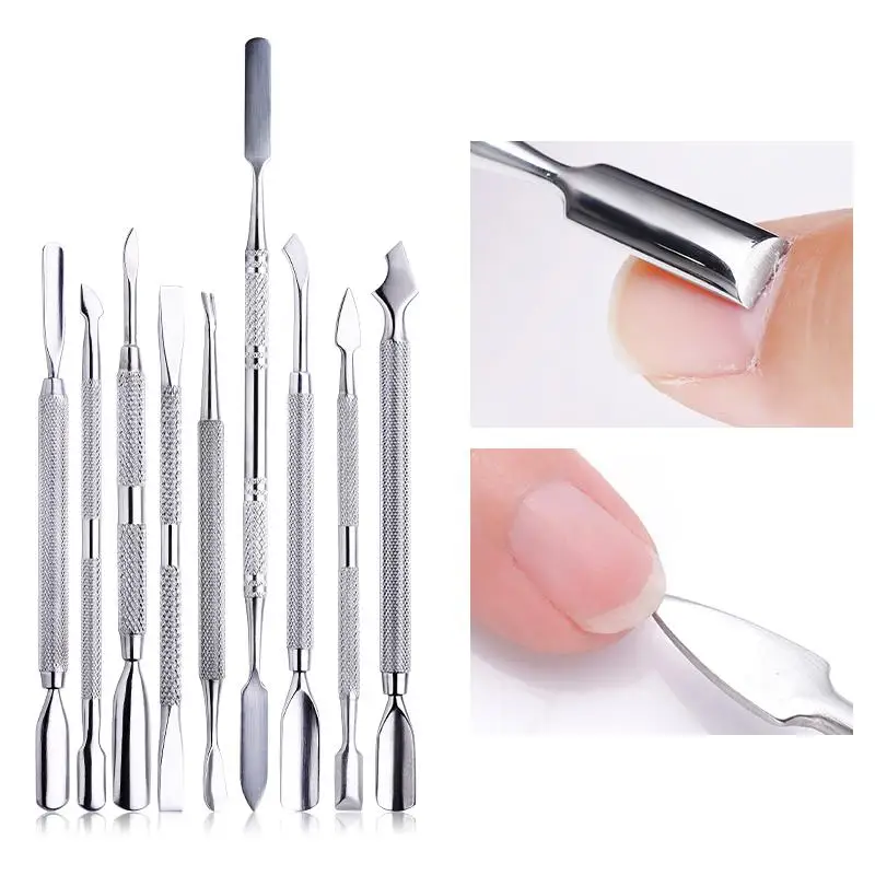 Dual-Ended Nail Art Tool Edelstahl Zange Nagel Nagel hauts ch neider Schere tote Haut UV Gel Entferner Drücker Stempel Entferner