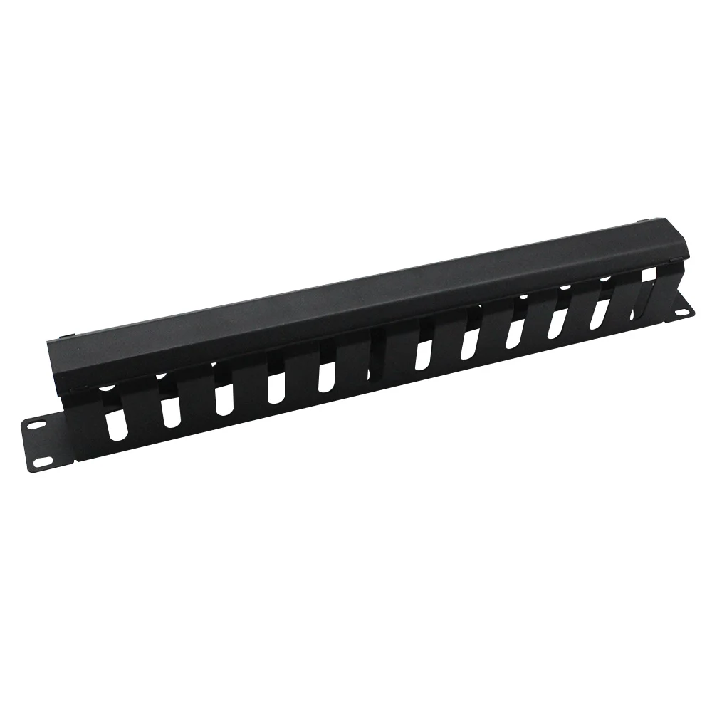 12 Rings Network Cable Management SPCC Metail 1U Height Rack Mounted 19inch Black for Structure Cabling System