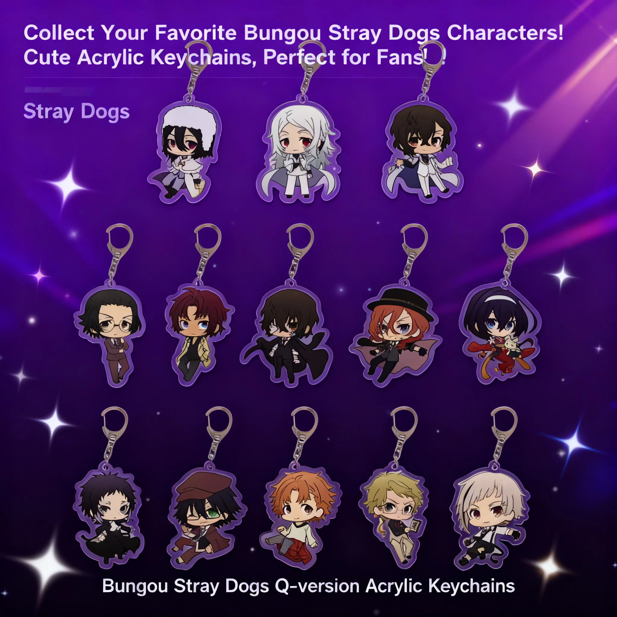 

Anime Acrylic Keychain Bungou Stray Dogs Dazai Osamu Nakajima Atsushi Student Bag Charm Accessories Cross Border Shopping
