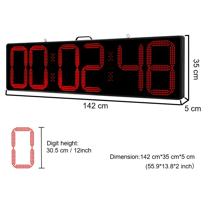 

2025 CP29B Extra Large 12 Inch LED Outdoor Competitions Sport Countdown up Clock Programmable Cycle Tracking Race Timer