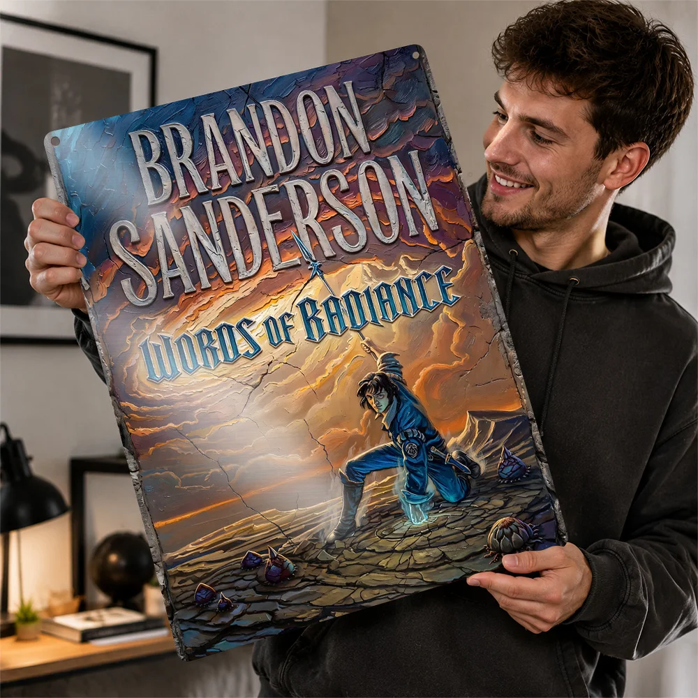 Brandon Sanderson Words of Radiance Book Cover 3D Texture Printed Poster Custom Vintage Metal Tin Plate Sign for Wall Art Decor