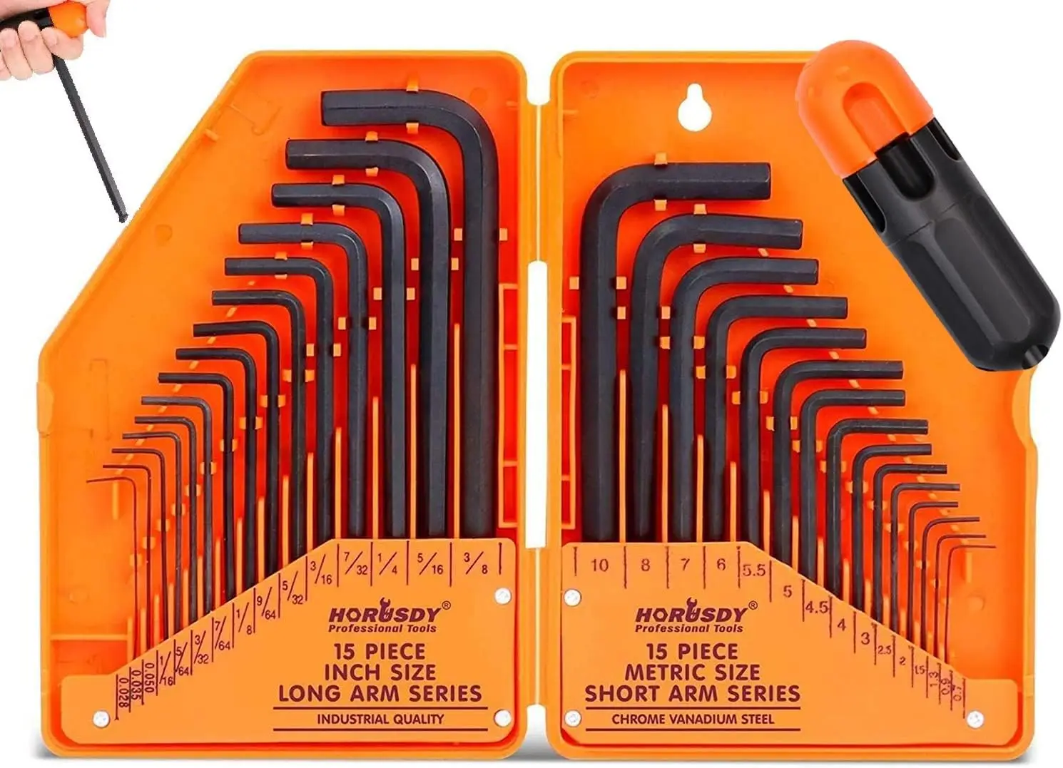 30PCS Premium Hex Key Allen Wrench Set,SAE and Metric Allen Keys,MM(0.7mm-10mm) SAE(0.028