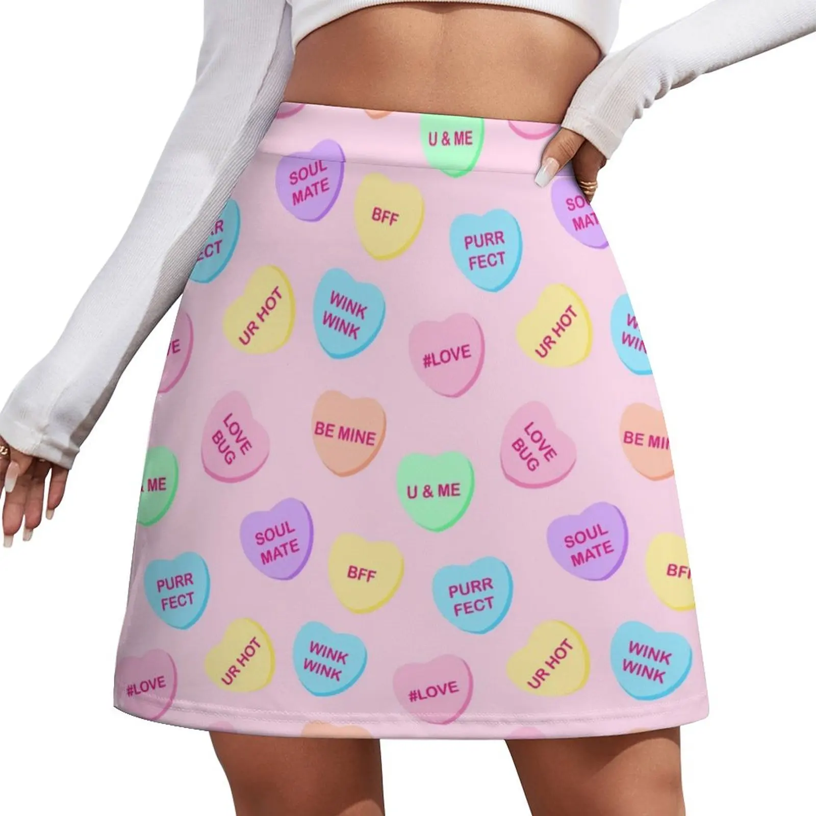 

Valentine Candy Hearts Mini Skirt fairy core women's skirt 2025 trend Women's skirts Summer women's clothing Mini Skirt