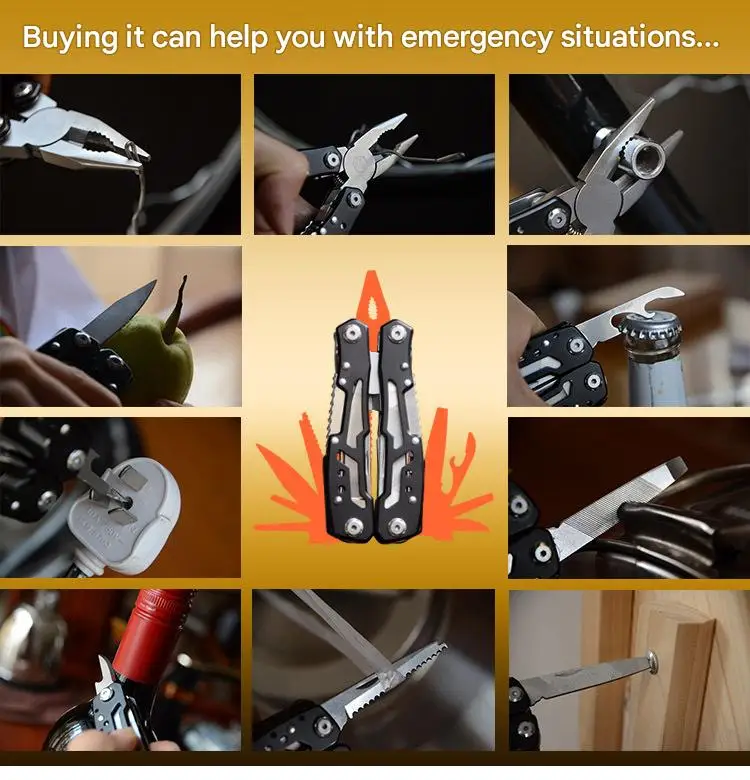 Folding Multi Tool Pliers with Knife Seat Belt Cutter Emergency Hammer Small Medium Large EDC