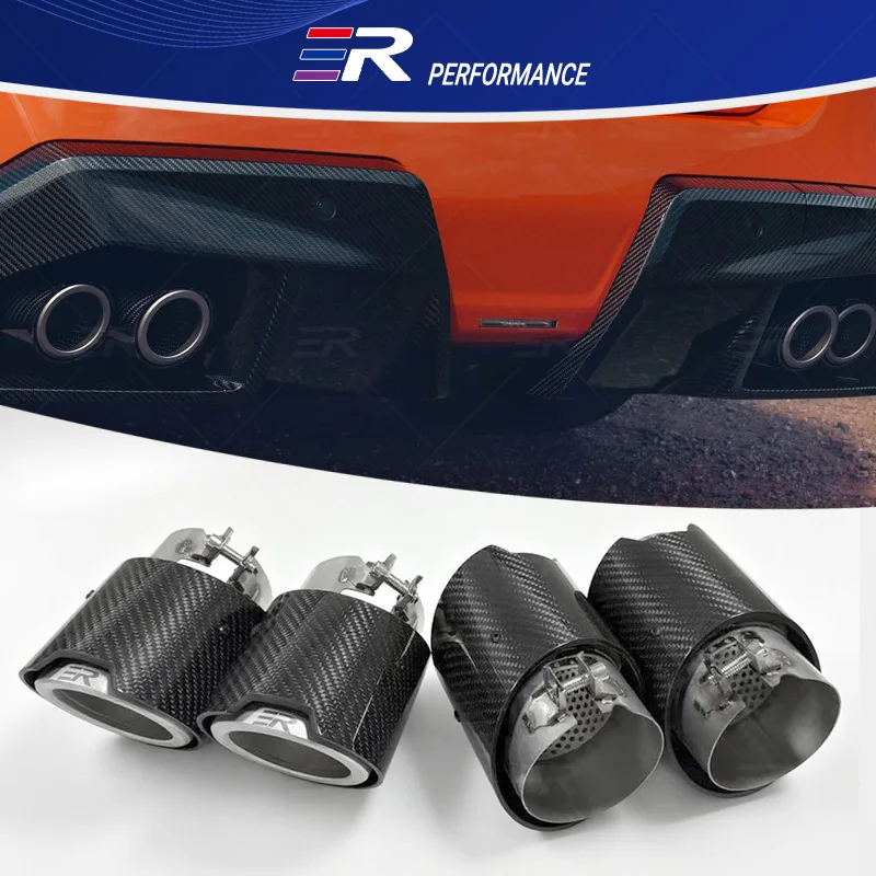 

4 Pieces ER Pipes Fit For BMW M5 G90 G99 Exhaust Modified Cars Accessories Real Carbon Fiber 105mm Out Tail Muffler Pipe Tips