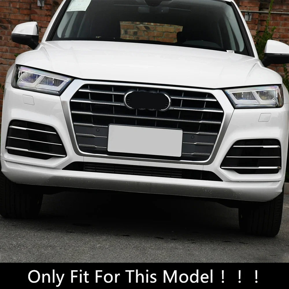 For Audi Q5 FY 2018-2020 Car Front Fog Lamp Decorative Light Bar Cover Trim Strip Sequin Chrome Auto Exterior Accessories