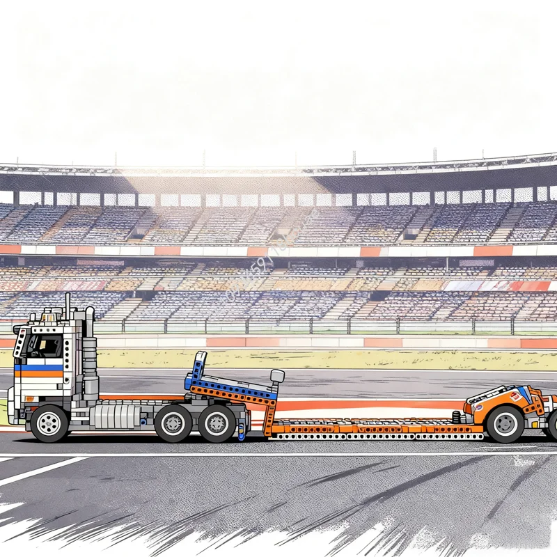 

1377pcs MOC Cabover Semi Truck Lowboy Trailer B Model Building Christmas gifts blocks creative idea toys Education Kids Birthday