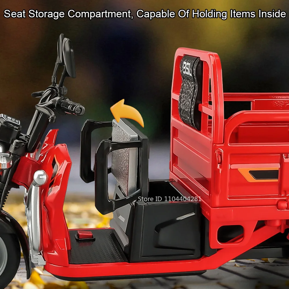 1:12 Triciclo Elettrico In Lega Modello di Auto Giocattoli Pressofuso Moto Ruota Anteriore Sterzo Suono Luce Tirare Indietro Veicolo Ragazzo Raccogliere Giocattolo