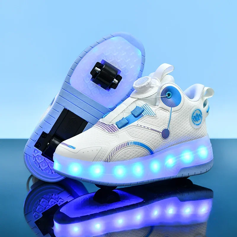 Rolschaatsschoenen voor kinderen Modieus en casual LED-ontwerp USB-opladen Wandelskateschoenen Trendy kindersneakers