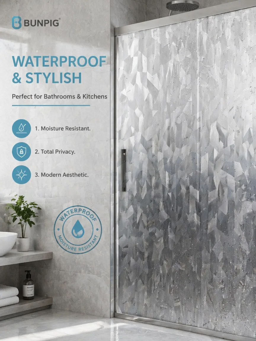 Nordic Style Ice Crystal Privacy Window Film Static Cling No Glue Anti Mold UV Protection Heat Control for Home Office Glass