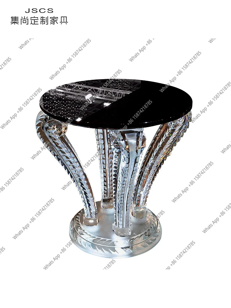 Hotel lobby flower table edge few entrance porch decoration transparent resin crystal edge few fashionable high-end glass table
