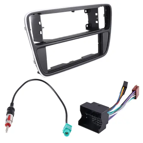 Single Din Car Dash Frame Radio Panel Fascia Plate Harness Antenna Kit For VW Up Skoda Citigo Seat Mii 2012+