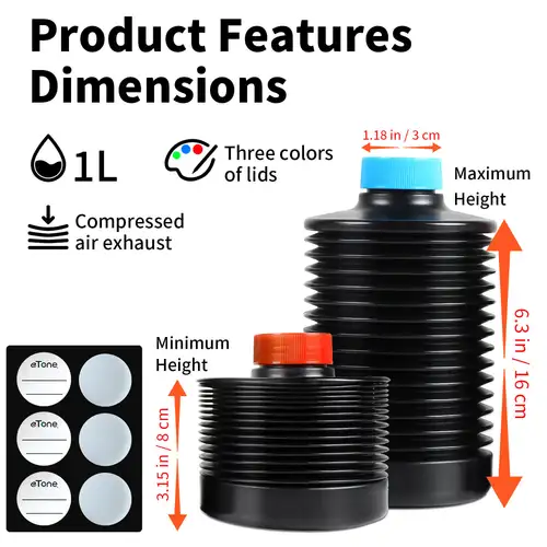 Imagen 2 del producto eTone 1000ml botella química comprimible 120 135 desarrollador de película negativa 4x5 recipiente líquido desarrollador de cámara oscura