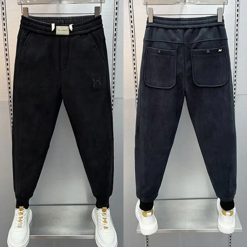 Nieuwe casual elastische taille gestreepte corduroy joggingbroek herfst winter geborsteld herenkleding baggy werkbroek joggingbroek heren