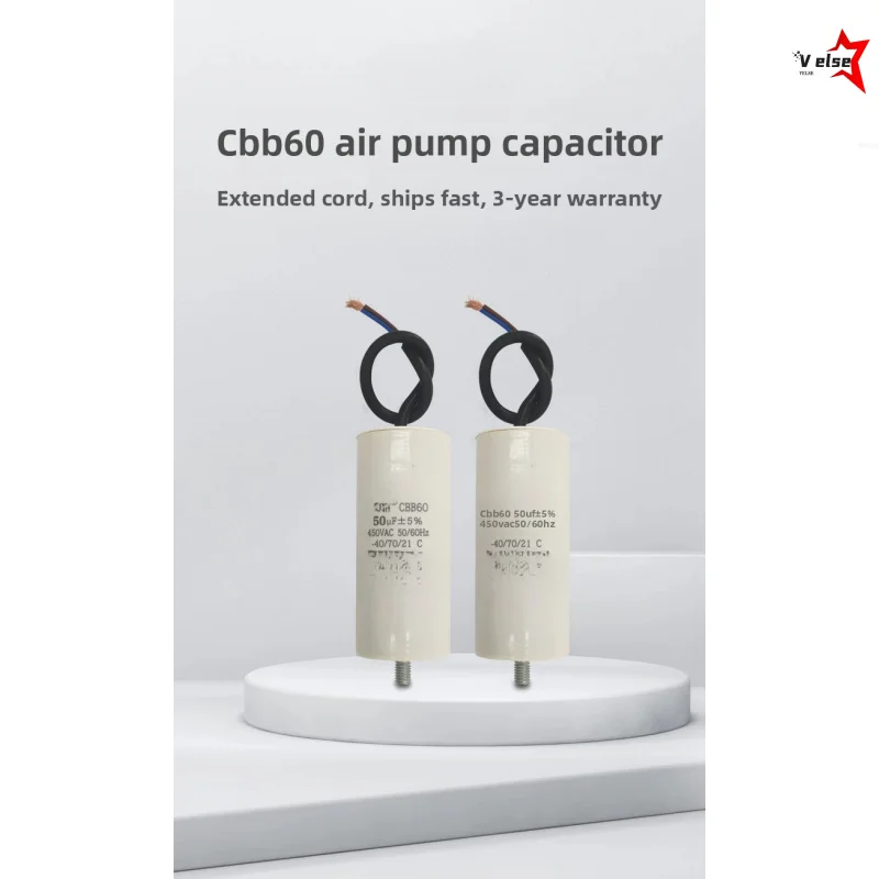 2PCS High Stability 450V Single CBB60 Starting Capacitor With Bottom Mount Screw Replacement For Air Pump Washer Motor