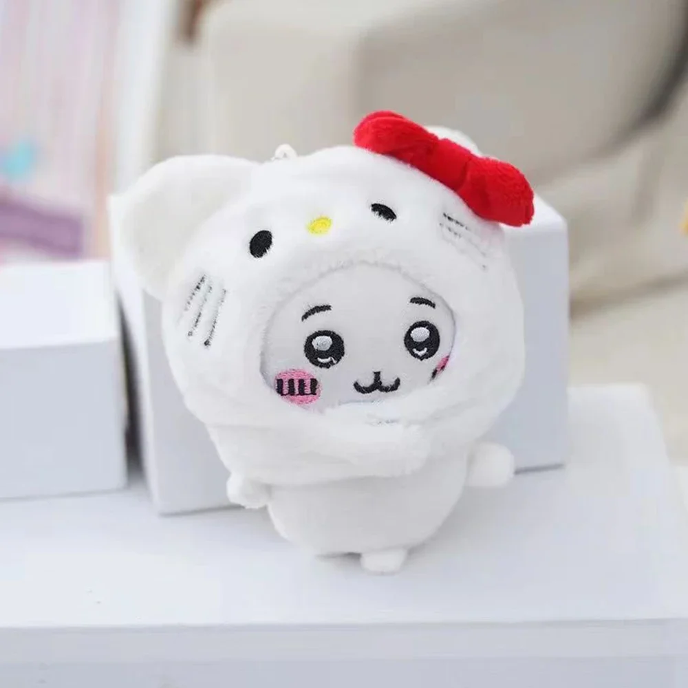 Cute Cross-dressing Chiikawa Plush Doll Chiikawa Headgear Self-deprecating Bear Keychain Bag Pendant Girl Gift