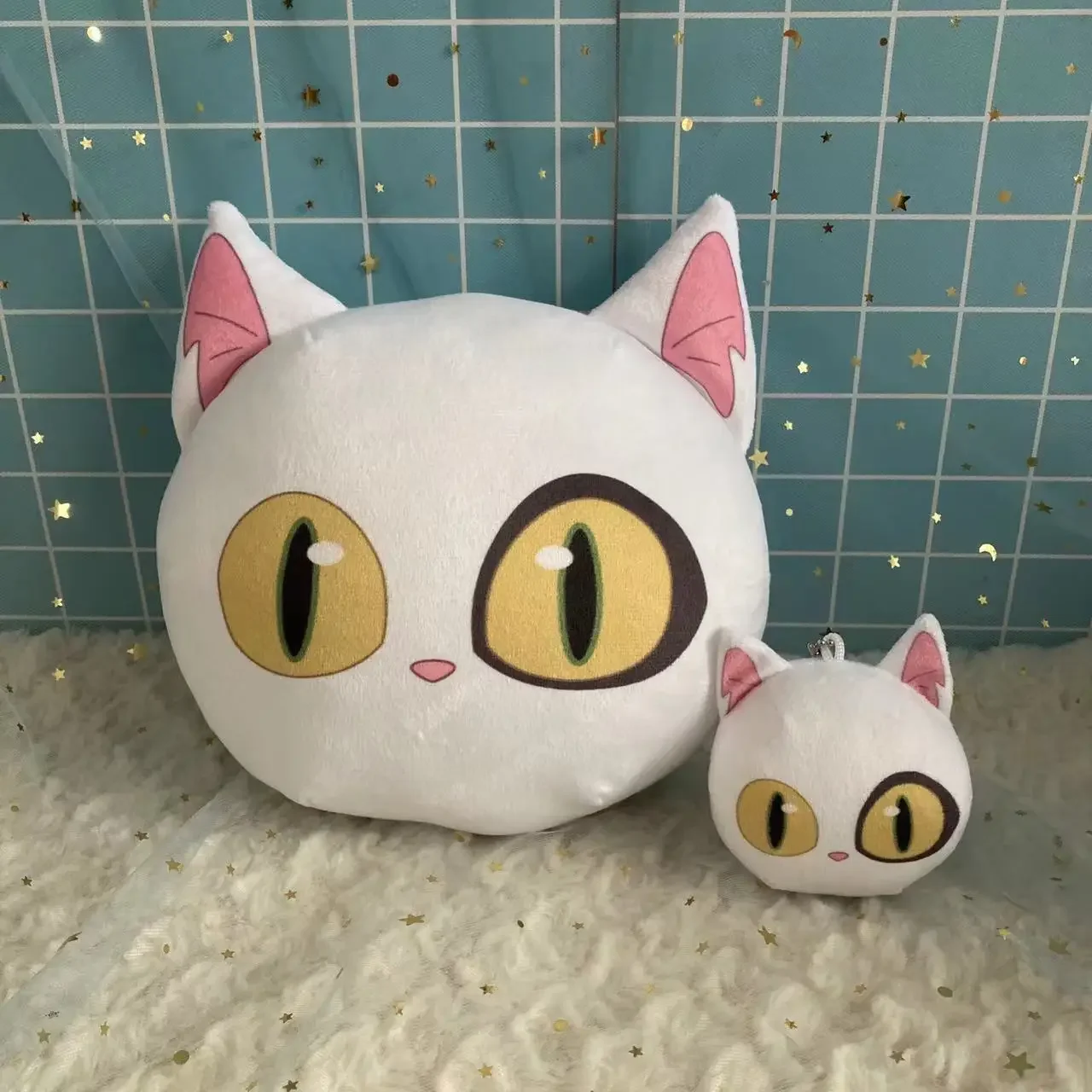 Animation Derivatives Iwato Suzume Munakata Sōta White Cat Ball Mini Pillow with Ear Pendant Kawaii Exquisite Gift for Friend