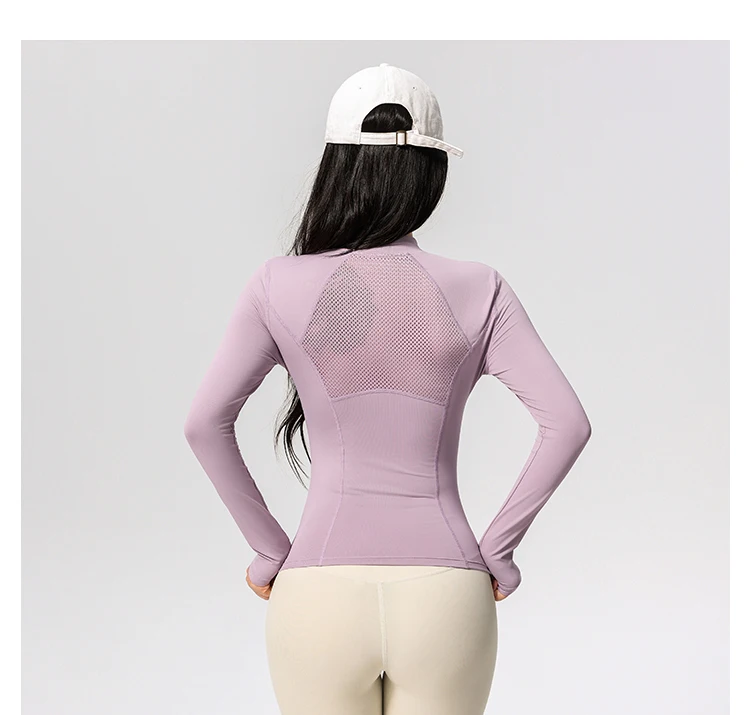 Langarm-Yoga-Trainings-T-Shirt für Damen, Reiten, Sport, Fitness, aktive Kleidung, Oberteil, bequemes, atmungsaktives Trainingsshirt – Detail 13