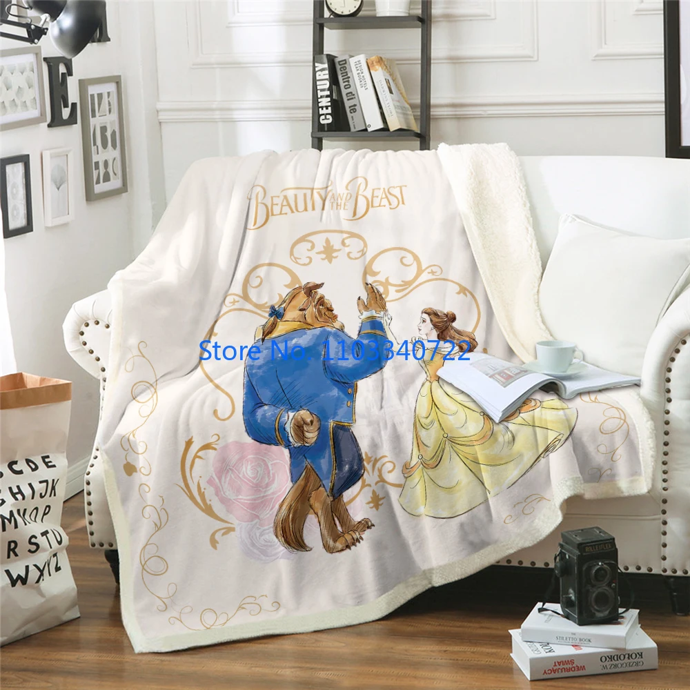 

Beauty and The Beast Cartoon 3d Flannel Kids Blanket Throw for Bed Sofa Nap Blankets 150x200cm Boy Girl Festival Gift