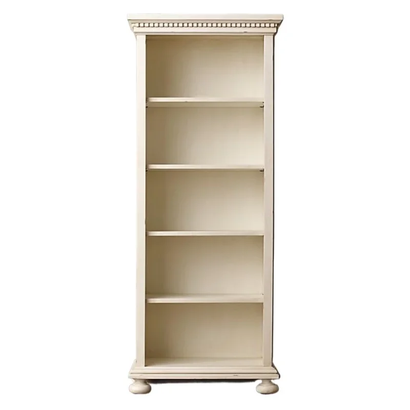 

American Country Solid Wood Ivory White Children's Room Bookcase, Display Storage Locker Bookcase