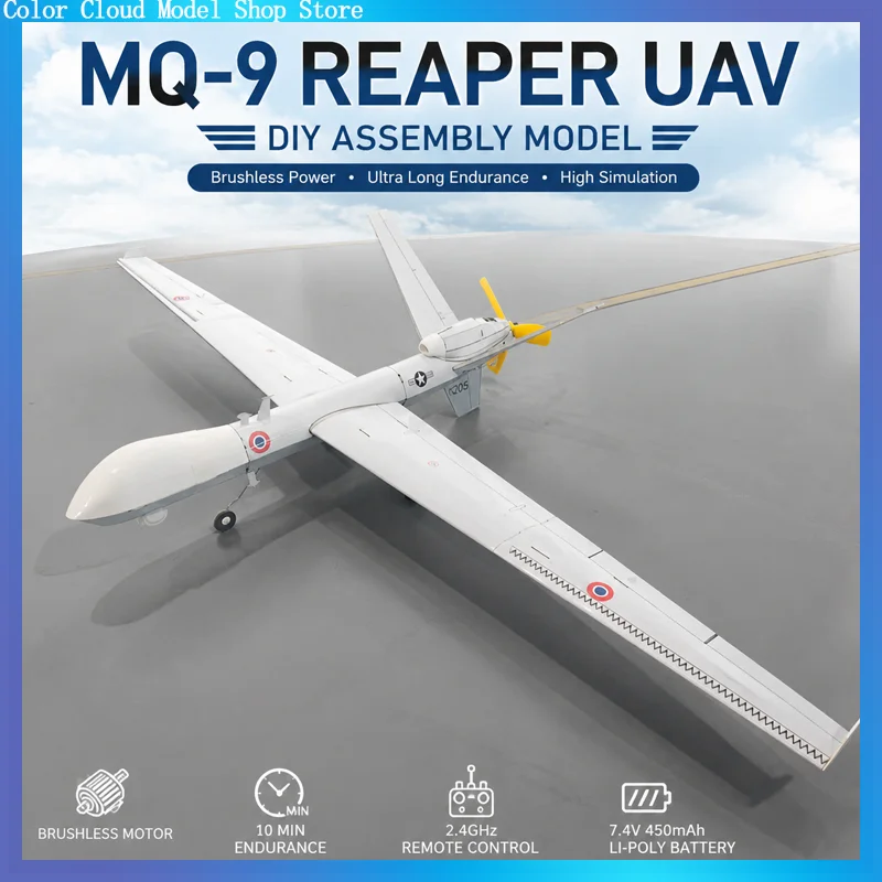 Mq-9 Reaper Micro Remote Control Uav Diy Assembly Fixed Wing Scale Plane Desktop Ornament Simulation Drone Aircraft Model
