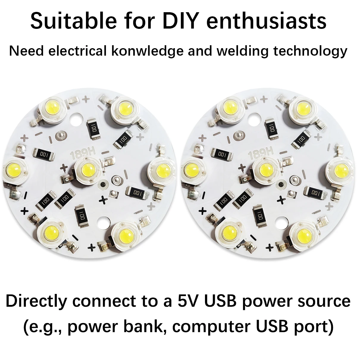 5PCS LED DC5V Ronde Hoge Helderheid 5W 7WPCB Aluminium Bodem Licht Board Warm Wit Licht voor DIY Laagspanning Gloeilamp