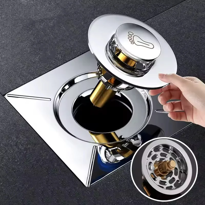 Filtro de desagüe de suelo emergente para baño, con drenaje rápido, sistema de presión y rebote, antiolores e insectos, tapón de lavabo