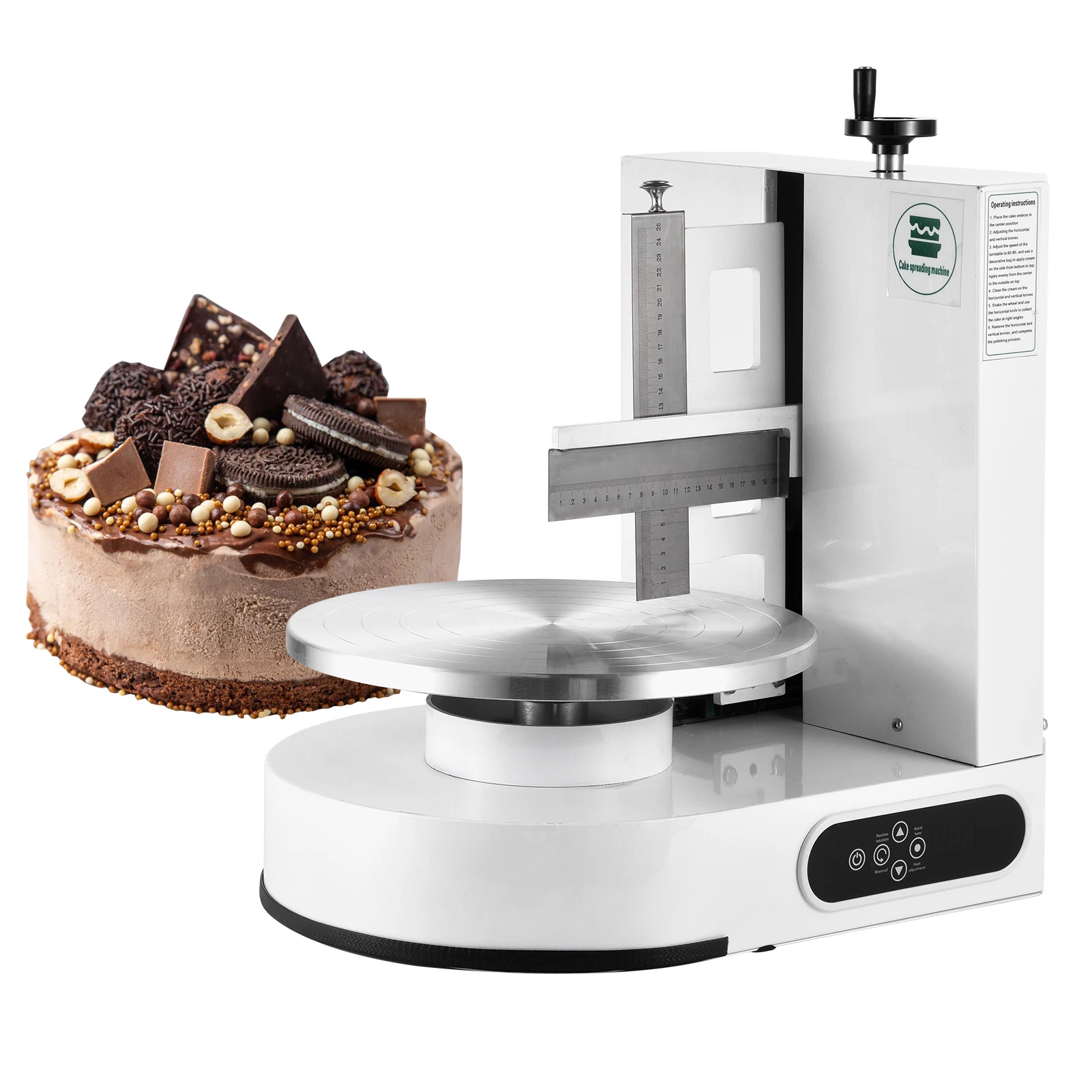 Cake Decorating Machine Cream Butter Coating Machine for 4-12 Inch Cake Touch Control Surfaces Scraper with Quiet Motor