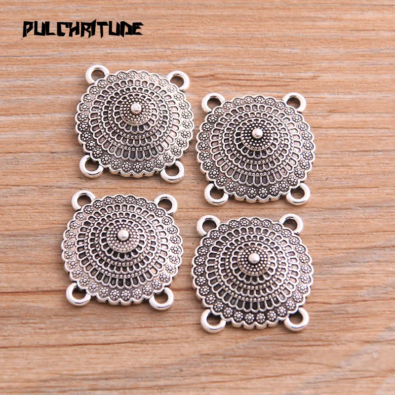 8pcs 21*22mm New Product Two Color Zinc Alloy Round Porous Connectors Jewelry Making DIY Handmade Craft