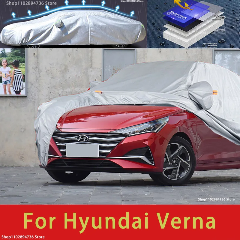 

For Hyundai Verna Fit Outdoor Protection Full Car Covers Snow Cover Sunshade Waterproof Dustproof Exterior Car accessories